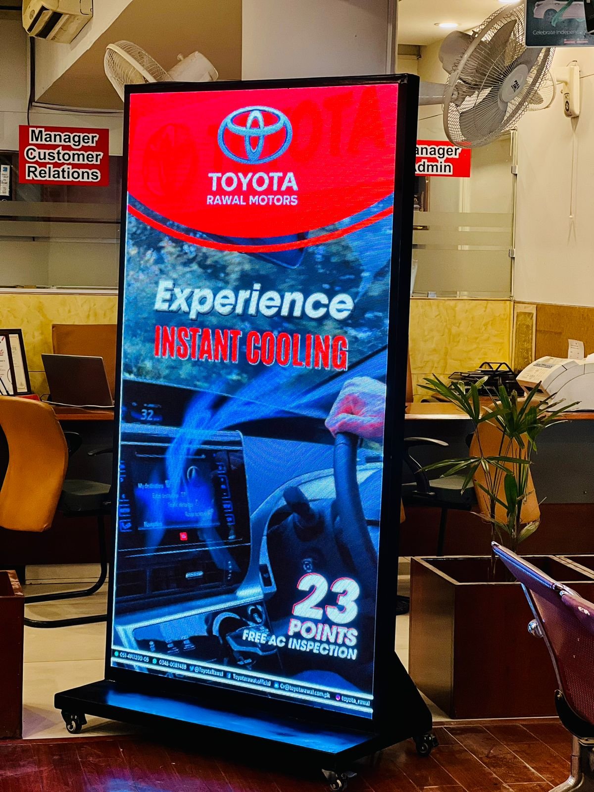 A Standy SMD Display advertising Toyota brand.